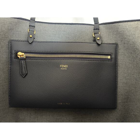 Fendi FF Zucca Monogram Dark Blue Large Roll Reversible Shopper - Picture 5 of 16